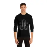 Black 12 String Wings Long Sleeve Guitar Shirts