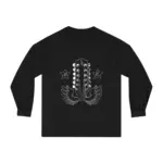 Black Front View 12 String Wings Long Sleeve Guitar Shirts