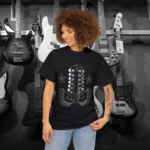 Black Model 12 String Wings Guitar Headstock Shirts 100% Cotton 17 Colors Unisex S M L XL