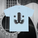 Light Blue 12 String Wings Guitar Headstock Shirts 100% Cotton 17 Colors Unisex S M L XL