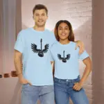 Light Blue Electric Wings Guitar T-shirts 100% Cotton 17 Colors Unisex S M L XL