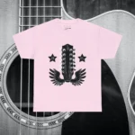 Light Pink 12 String Wings Guitar Headstock Shirts 100% Cotton 17 Colors Unisex S M L XL