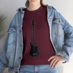 Maroon Rockin Electric Bass Guitar Shirts 100% Cotton