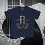 Navy Blue 12 String Wings Guitar Headstock Shirts 100% Cotton 17 Colors Unisex S M L XL