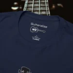 Navy Front Collar Closeup Rockin Electric Bass Guitar Shirts 100% Cotton 17 Colors Unisex S M L XL