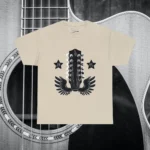 Sand 12 String Wings Guitar Headstock Shirts 100% Cotton 17 Colors Unisex S M L XL