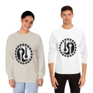 Sand and White Guitar Stars VS Yin and Yang Long Sleeve Shirts