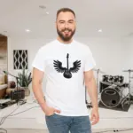 White Electric Wings Guitar T-shirts 100% Cotton 17 Colors Unisex S M L XL