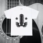 White Front 12 String Wings Guitar Headstock Shirts 100% Cotton 17 Colors Unisex S M L XL