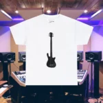 White Front Rockin Electric Bass Guitar Shirts 100% Cotton 17 Colors Unisex S M L XL