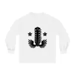 White Front View 12 String Wings Long Sleeve Guitar Shirts