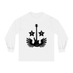 White Front View Rockin Bass Wings Long Sleeve Shirts