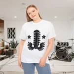 White Model 12 String Wings Guitar Headstock Shirts 100% Cotton 17 Colors Unisex S M L XL