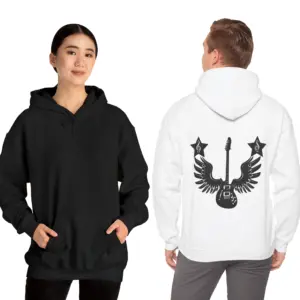 Black and White Electric Wings Hoodies - Unisex Guitar Clothing