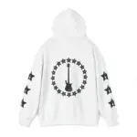 White Back View Electric Bass Star Hoodies